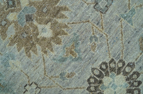 Distressed and Blue Silver Hand Knotted Traditional Wool Area Rug