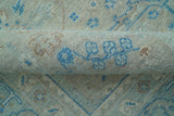 Distressed Design Silver And Beige Hand Knotted 10x14 Wool Area Rug