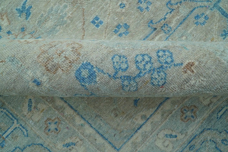 Distressed Design Silver And Beige Hand Knotted 10x14 Wool Area Rug