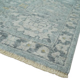 Distressed finished 8x10 Gray and Silver Low Pile wool Rug