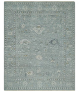 Distressed finished 8x10 Gray and Silver Low Pile wool Rug