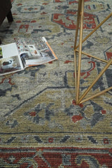 Distressed finished Beige and Brown Traditional Heriz Hand Knotted Wool Area Rug