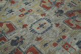 Distressed finished Beige and Brown Traditional Heriz Hand Knotted Wool Area Rug