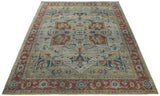 Distressed finished Beige and Brown Traditional Heriz Hand Knotted Wool Area Rug