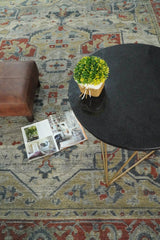 Distressed finished Beige and Brown Traditional Heriz Hand Knotted Wool Area Rug