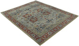 Distressed finished Beige and Brown Traditional Heriz Hand Knotted Wool Area Rug