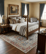 Distressed finished Beige and Brown Traditional Heriz Hand Knotted Wool Area Rug