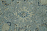 Distressed Hand Knotted Blue And Beige Traditional Design 9x13 Wool Area Rug