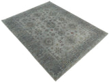 Distressed Hand Knotted Traditional Silver and Rust Custom Made Wool Area Rug