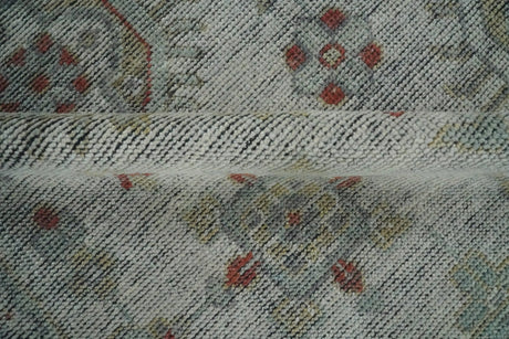 Distressed Hand Knotted Traditional Silver and Rust Custom Made Wool Area Rug