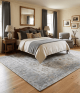 Distressed Hand Knotted Traditional Silver and Rust Custom Made Wool Area Rug