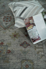 Distressed Hand Knotted Traditional Silver and Rust Custom Made Wool Area Rug