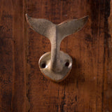 Distressed Metal Whale Tail Wall Hook for Coastal Style (Set of 2)-Wall Hook-Parc Decor