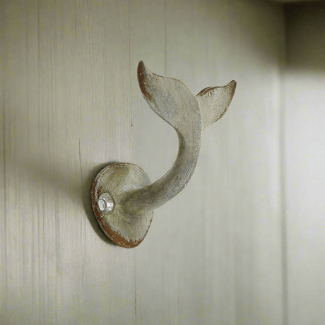 Distressed Metal Whale Tail Wall Hook for Coastal Style (Set of 2)-Wall Hook-Parc Decor