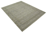 Distressed Silver And Beige Hand Knotted khotan design Custom Made wool area rug