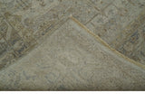 Distressed Silver And Beige Hand Knotted khotan design Custom Made wool area rug