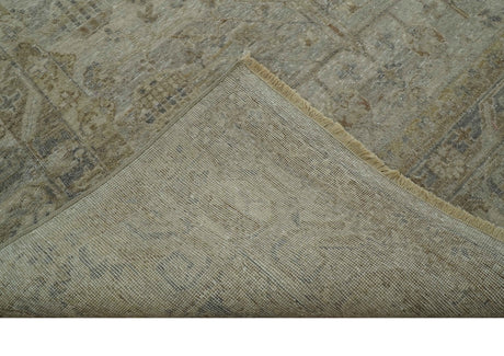 Distressed Silver And Beige Hand Knotted khotan design Custom Made wool area rug