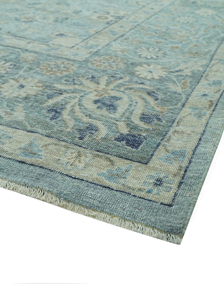 Distressed traditional And Beige Hand Knotted 10x14 Wool Area Rug