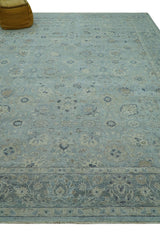 Distressed traditional And Beige Hand Knotted 10x14 Wool Area Rug