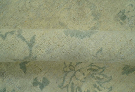 Distressed Traditional Design Blue And Beige Hand Knotted 8x10 Wool Area Rug
