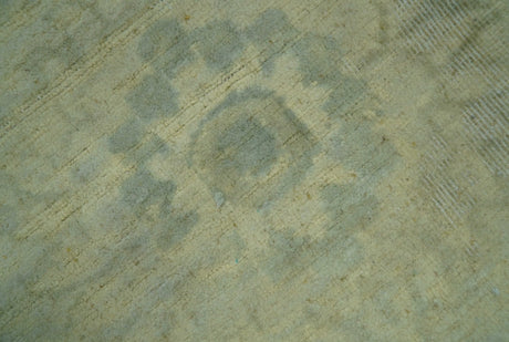 Distressed Traditional Design Blue And Beige Hand Knotted 8x10 Wool Area Rug