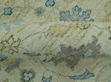 Distressed traditional Design Blue And Beige Hand Knotted 8x10 Wool Area Rug