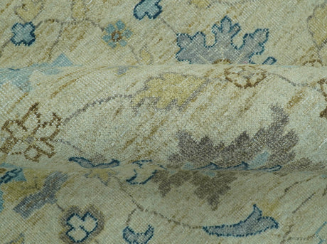 Distressed traditional Design Blue And Beige Hand Knotted 8x10 Wool Area Rug