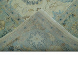 Distressed traditional Design Blue And Beige Hand Knotted 8x10 Wool Area Rug