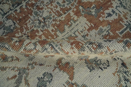 Distressed Traditional Turkish Brown And Charcoal Hand Knotted Wool Area Rug