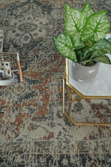 Distressed Traditional Turkish Brown And Charcoal Hand Knotted Wool Area Rug