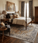 Distressed Traditional Turkish Brown And Charcoal Hand Knotted Wool Area Rug