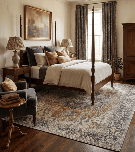 Distressed Traditional Turkish Brown And Charcoal Hand Knotted Wool Area Rug