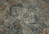 Distressed Traditional Turkish Brown And Charcoal Hand Knotted Wool Area Rug