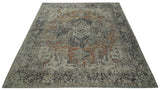 Distressed Traditional Turkish Brown And Charcoal Hand Knotted Wool Area Rug
