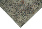 Distressed Traditional Turkish Brown And Charcoal Hand Knotted Wool Area Rug