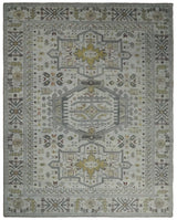 Distressed Traditional Turkish Hand Knotted Gray Custom Made wool Area Rug