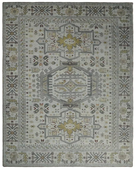 Distressed Traditional Turkish Hand Knotted Gray Custom Made wool Area Rug