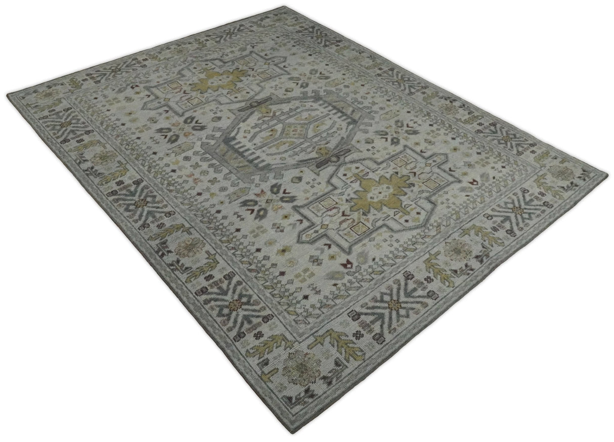 Distressed Traditional Turkish Hand Knotted Gray Custom Made wool Area Rug
