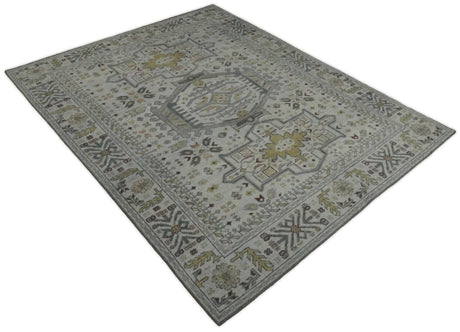 Distressed Traditional Turkish Hand Knotted Gray Custom Made wool Area Rug