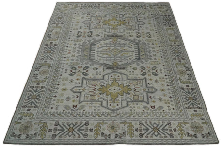 Distressed Traditional Turkish Hand Knotted Gray Custom Made wool Area Rug