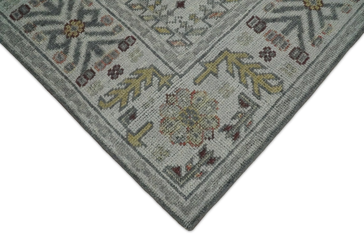 Distressed Traditional Turkish Hand Knotted Gray Custom Made wool Area Rug