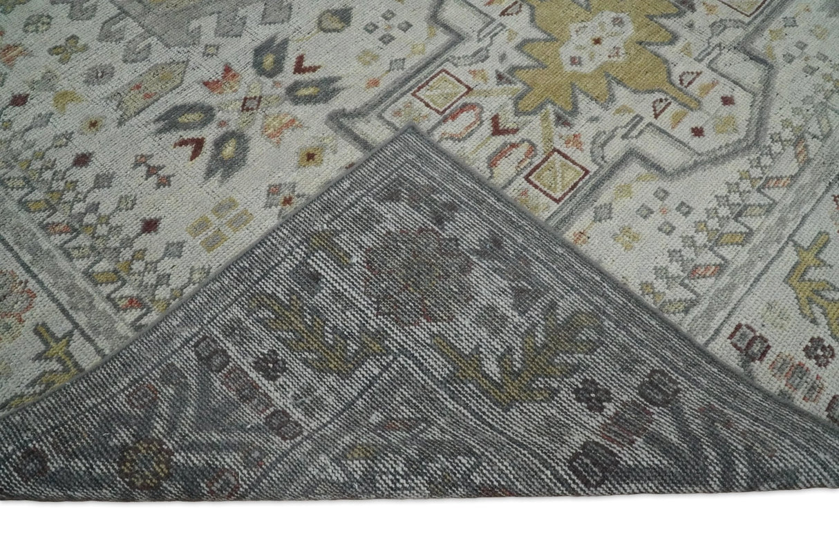 Distressed Traditional Turkish Hand Knotted Gray Custom Made wool Area Rug