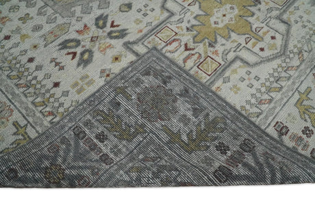 Distressed Traditional Turkish Hand Knotted Gray Custom Made wool Area Rug