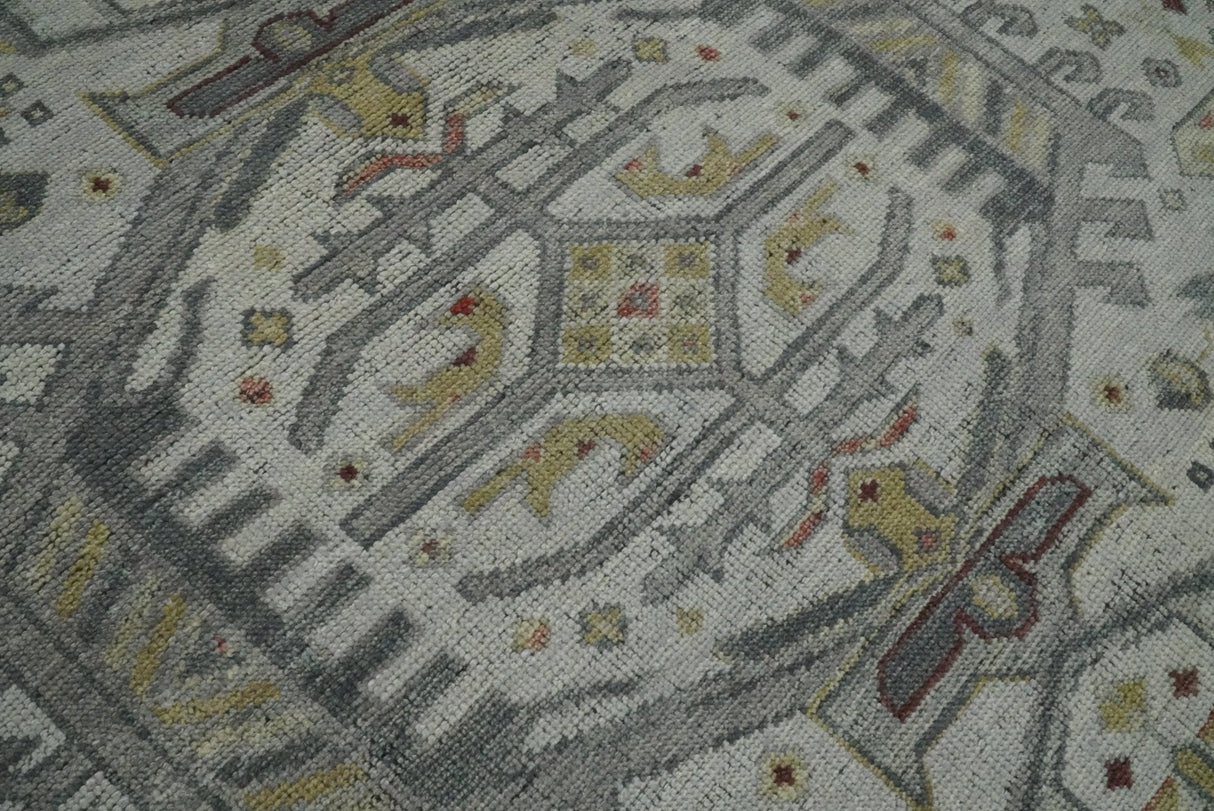 Distressed Traditional Turkish Hand Knotted Gray Custom Made wool Area Rug