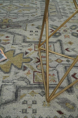 Distressed Traditional Turkish Hand Knotted Gray Custom Made wool Area Rug