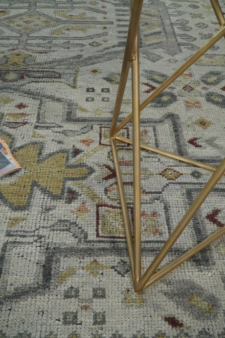 Distressed Traditional Turkish Hand Knotted Gray Custom Made wool Area Rug