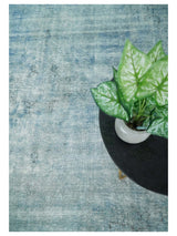 Distressed Vintage 8x11 Blue Modern Oxidized Textured Low Pile Wool Rug