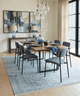 Distressed Vintage 8x11 Blue Modern Oxidized Textured Low Pile Wool Rug