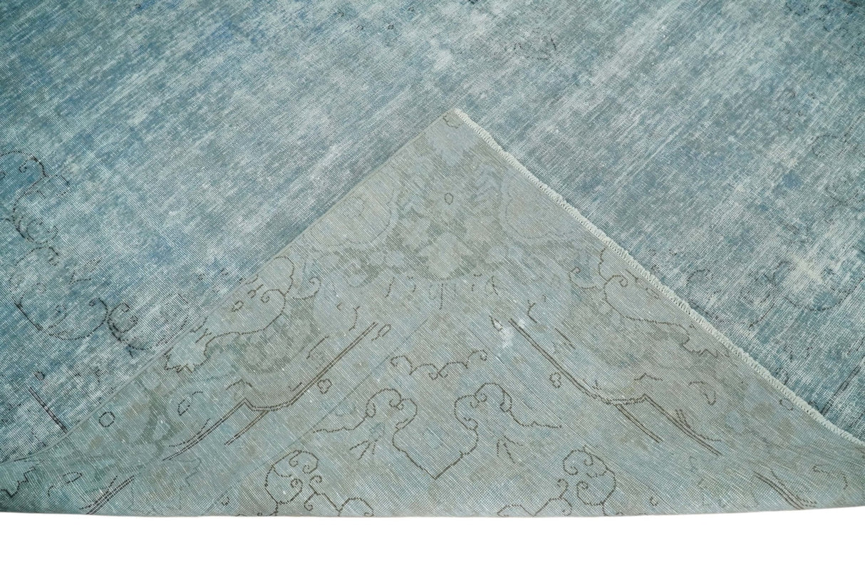 Distressed Vintage 8x11 Blue Modern Oxidized Textured Low Pile Wool Rug