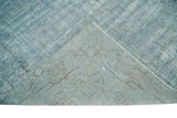 Distressed Vintage 8x11 Blue Modern Oxidized Textured Low Pile Wool Rug